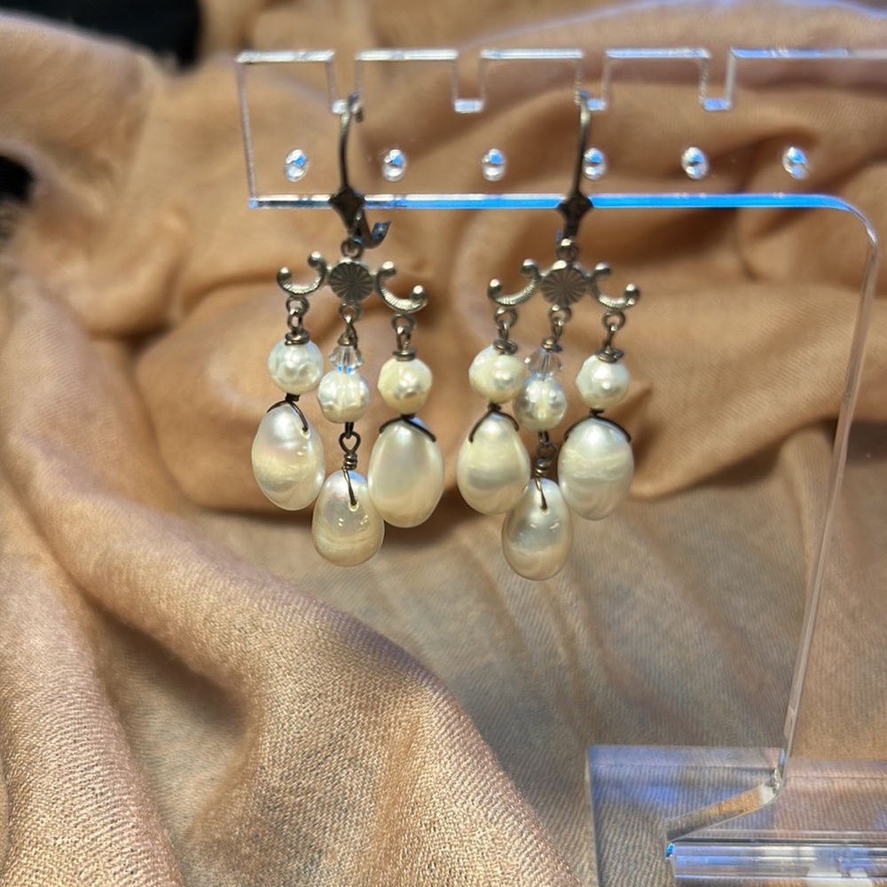 925 fresh water pearl chandelier earrings - Picture 4 of 7
